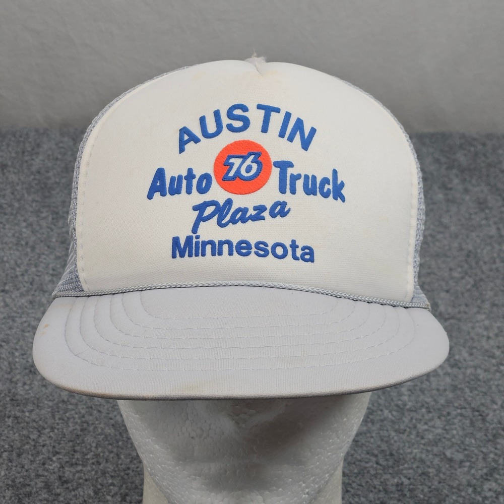 Vintage 90s Trucker Cap 76 Station Hat Austin Auto Truck‎ Plaza Minnesota KC